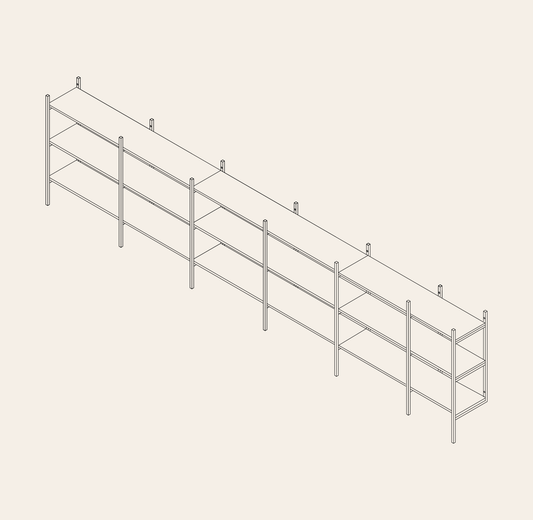 ritning av en hylla i måtten 439 cm