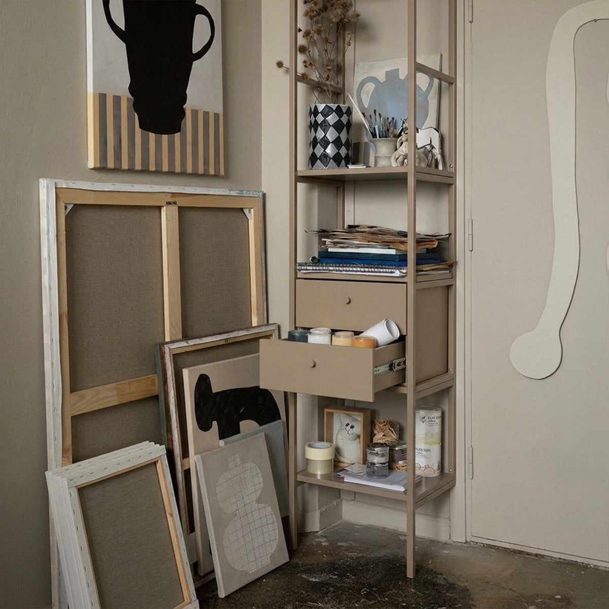 Armoire à tiroirs étroite - Camel