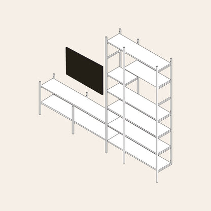 ritning av tv hylla i vit med måtten 281x237 cm 