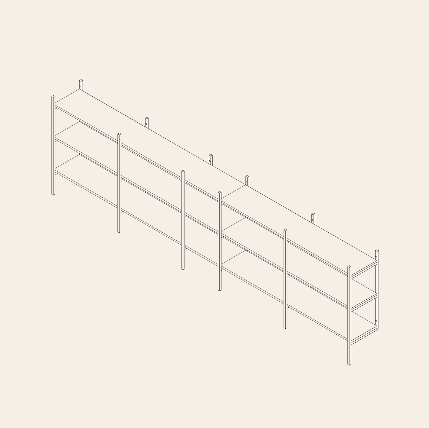 ritning av en hylla i måtten 359 cm 