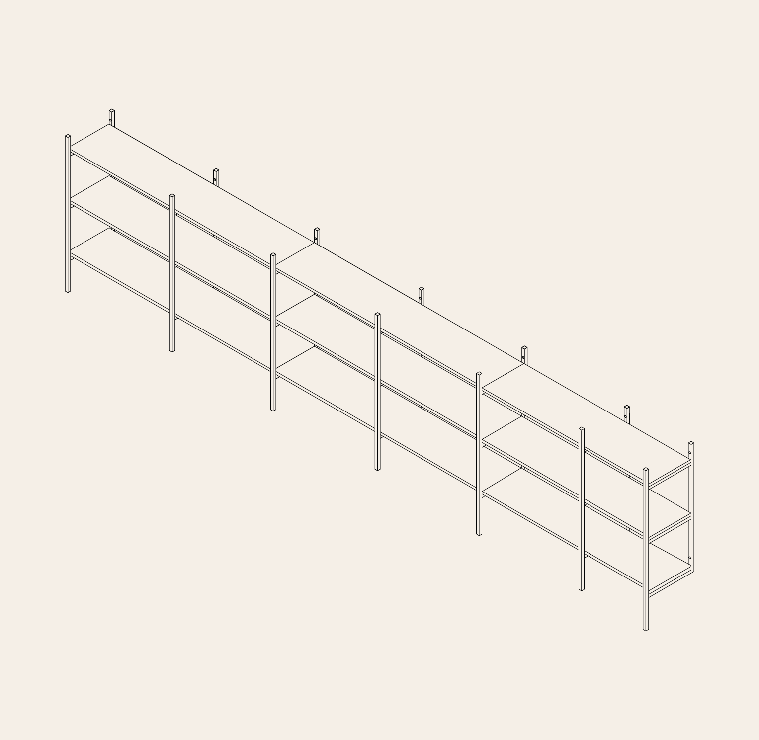 ritning av en hylla i måtten 439 cm 